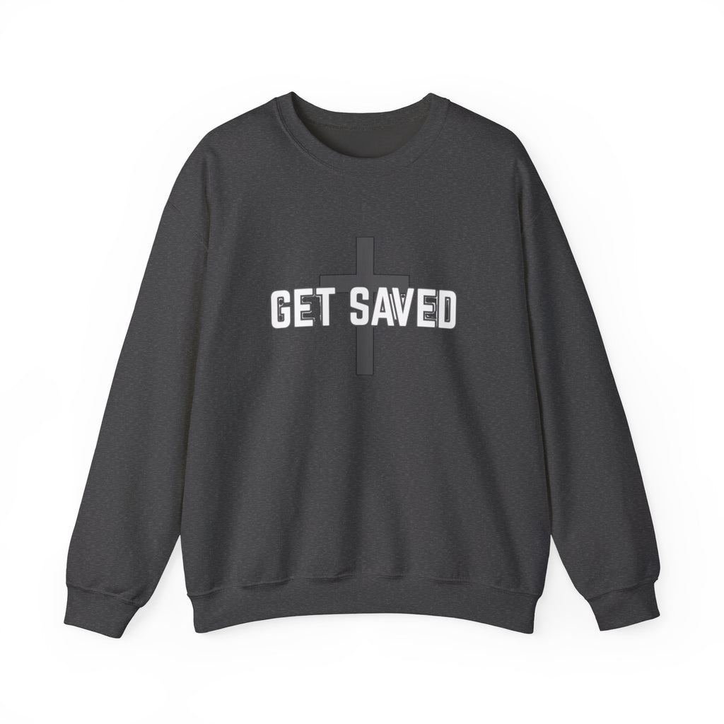 Get Saved Crewneck Sweatshirt — Christian Cross Faith Pullover
