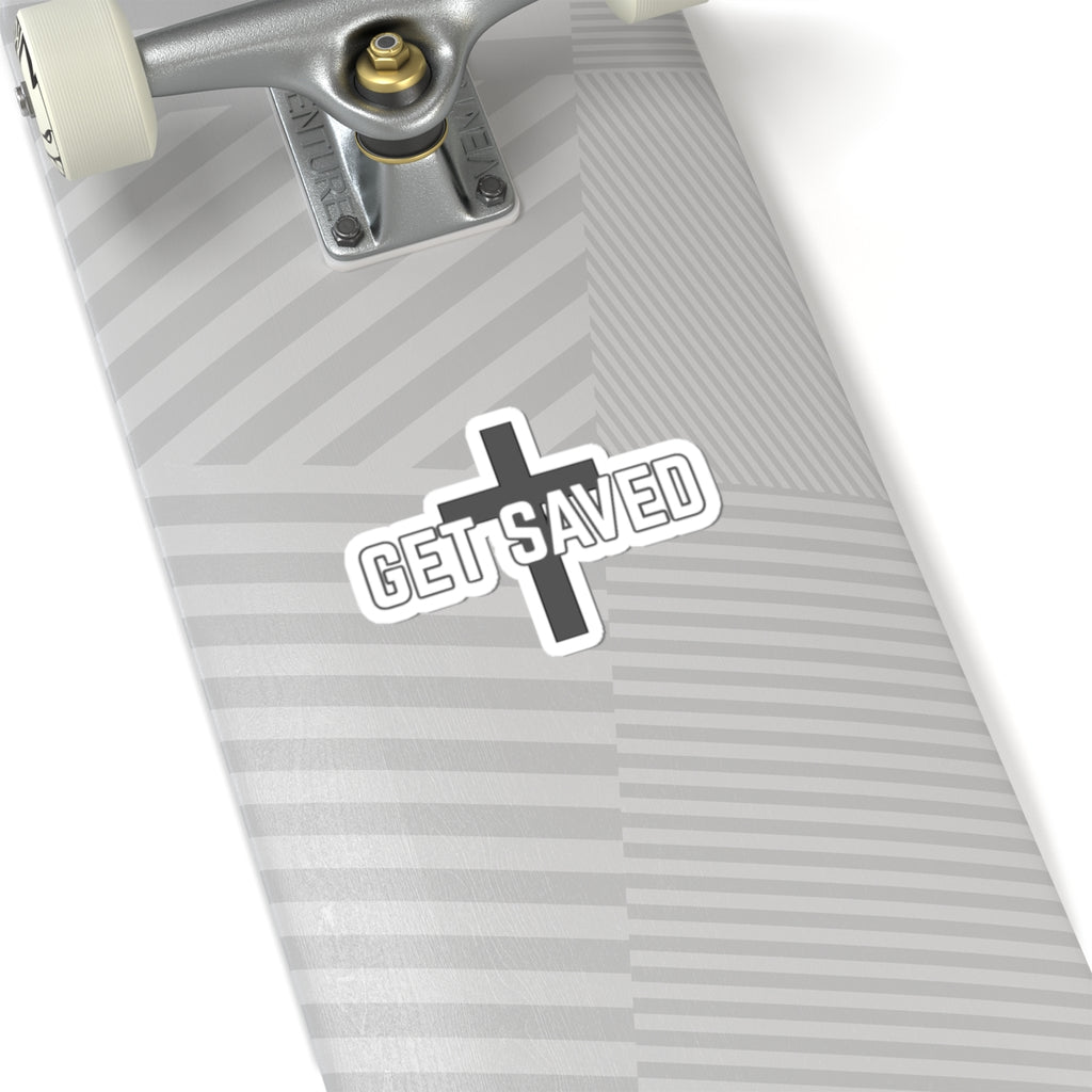 Get Saved Cross Sticker — Christian Faith Vinyl Kiss-Cut Sticker