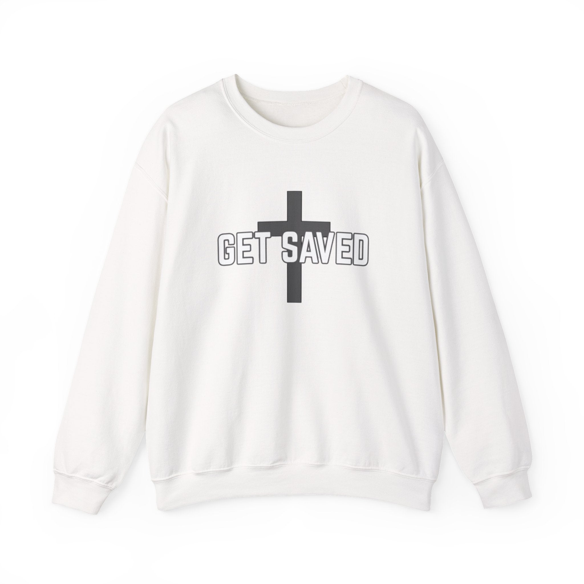 Get Saved Crewneck Sweatshirt — Christian Cross Faith Pullover