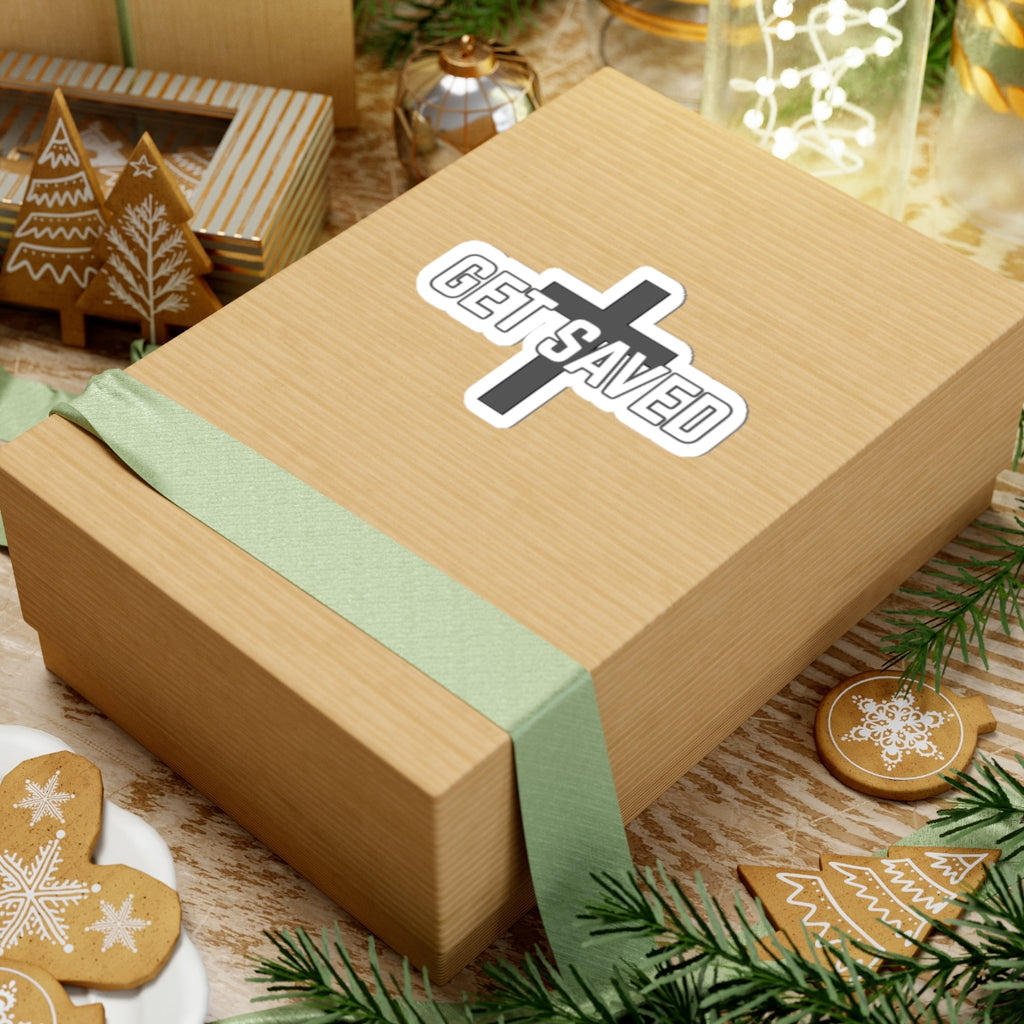 Get Saved Cross Sticker — Christian Faith Vinyl Kiss-Cut Sticker
