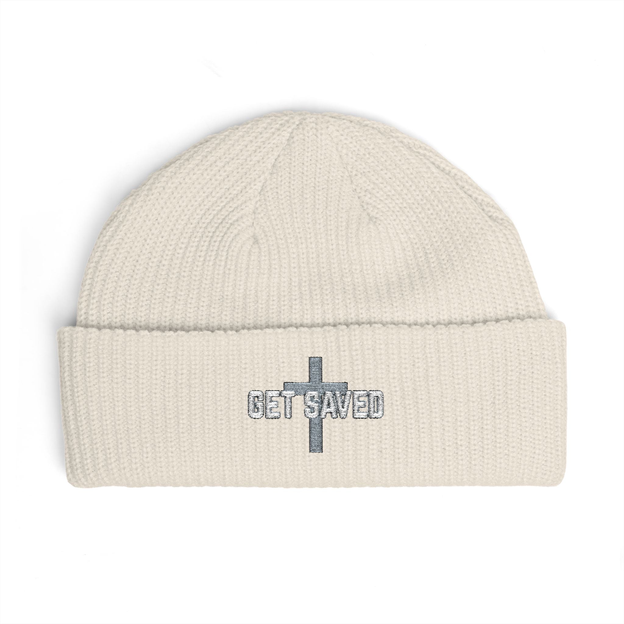 Get Saved Cross Cuff Beanie — Christian Embroidered Winter Hat