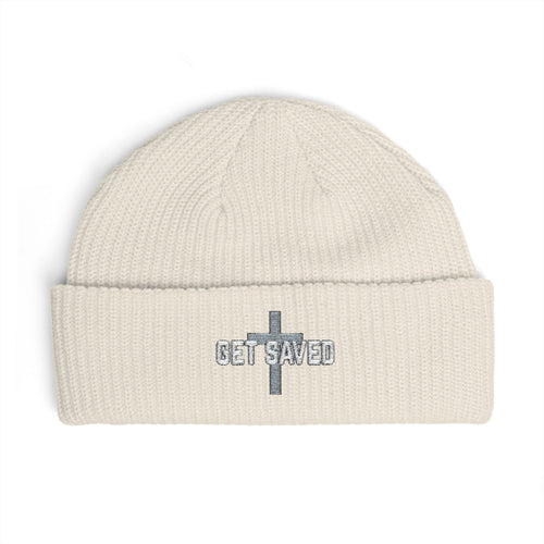 Get Saved Cross Cuff Beanie — Christian Embroidered Winter Hat