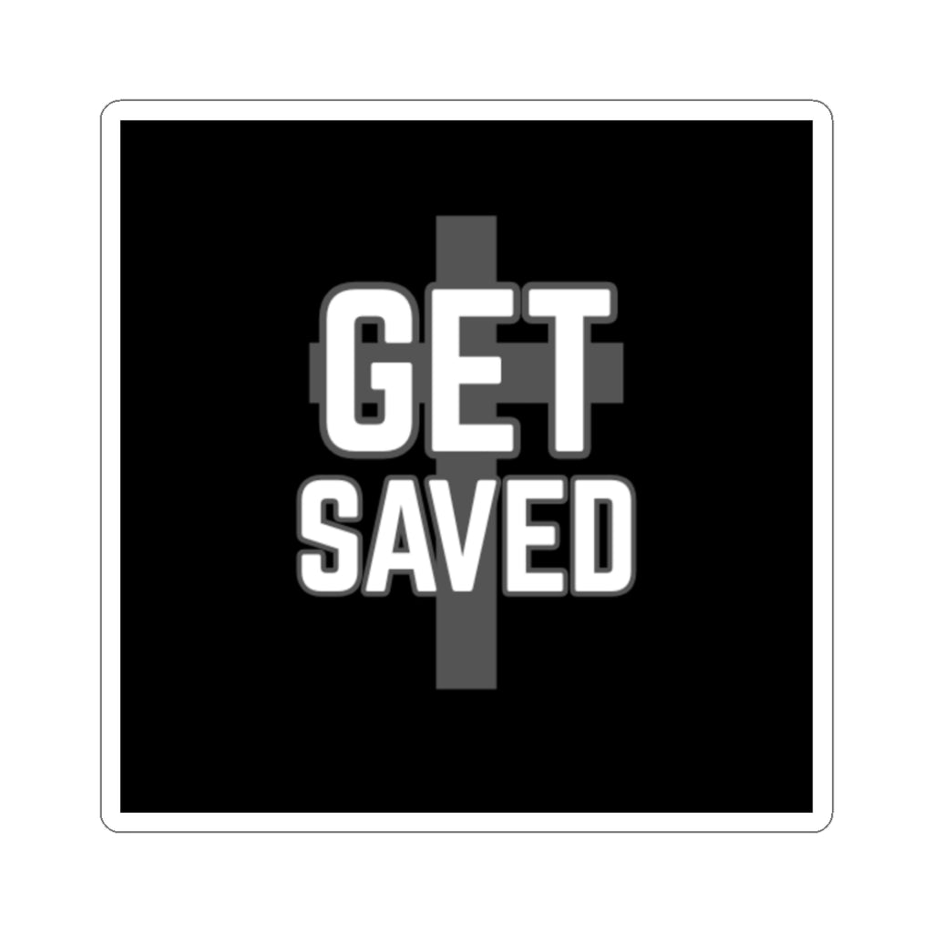 Get Saved Cross Sticker — Christian Faith Inspirational Kiss-Cut Sticker