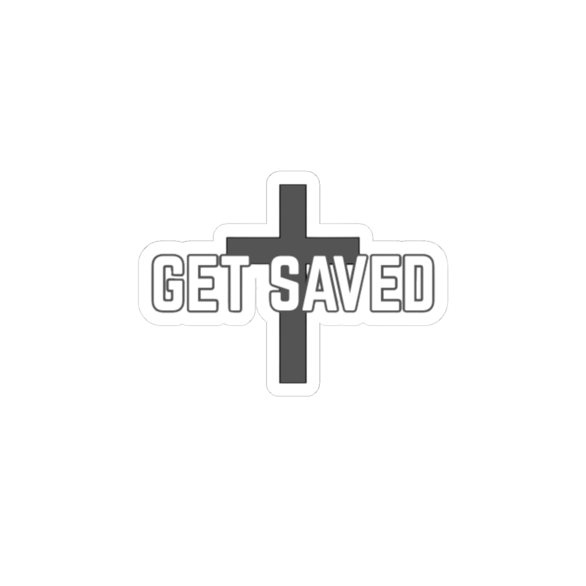 Get Saved Cross Sticker — Christian Faith Vinyl Kiss-Cut Sticker
